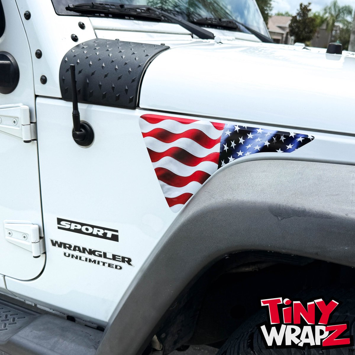 Jeep Fender Vent Decals Pair "American Flag" Fits 2007-2017 Wrangler JK - Tiny Wrapz