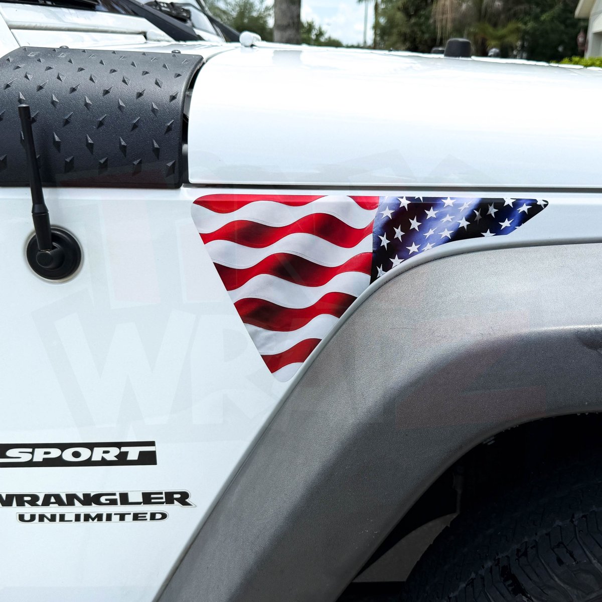 Jeep Fender Vent Decals Pair "American Flag" Fits 2007-2017 Wrangler JK - Tiny Wrapz