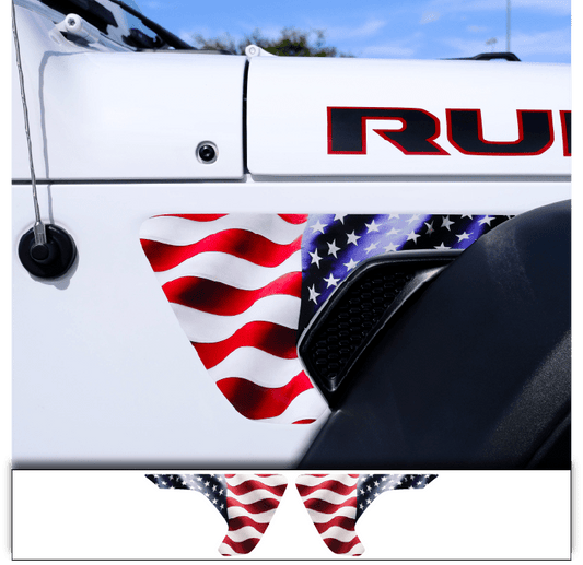Jeep Fender Vent Decals Pair "American Flag" Fits 2018 - 2026 Wrangler JL & Gladiator - Tiny Wrapz