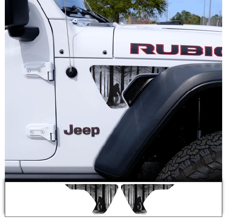 Jeep Fender Vent Decals Pair "Big Foot" Fits 2018 - 2026 Wrangler JL & Gladiator - Tiny Wrapz