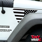 Jeep Fender Vent Decals Pair "Black and White American Flag" Fits 2007-2017 Wrangler JK - Tiny Wrapz
