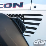 Jeep Fender Vent Decals Pair "Black and White American Flag" Fits 2018 - 2026 Wrangler JL & Gladiator - Tiny Wrapz