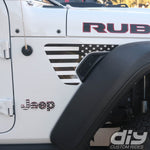 Jeep Fender Vent Decals Pair "Black and White American Flag" Fits 2018 - 2026 Wrangler JL & Gladiator - Tiny Wrapz