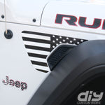 Jeep Fender Vent Decals Pair "Black and White American Flag" Fits 2018 - 2026 Wrangler JL & Gladiator - Tiny Wrapz