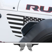 Jeep Fender Vent Decals Pair "Black and White American Flag" Fits 2018 - 2026 Wrangler JL & Gladiator - Tiny Wrapz