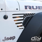 Jeep Fender Vent Decals Pair "Black and White American Flag" Fits 2018 - 2026 Wrangler JL & Gladiator - Tiny Wrapz