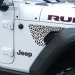 Jeep Fender Vent Decals Pair "Black and White Leopard" Fits 2018 - 2026 Wrangler JL & Gladiator - Tiny Wrapz
