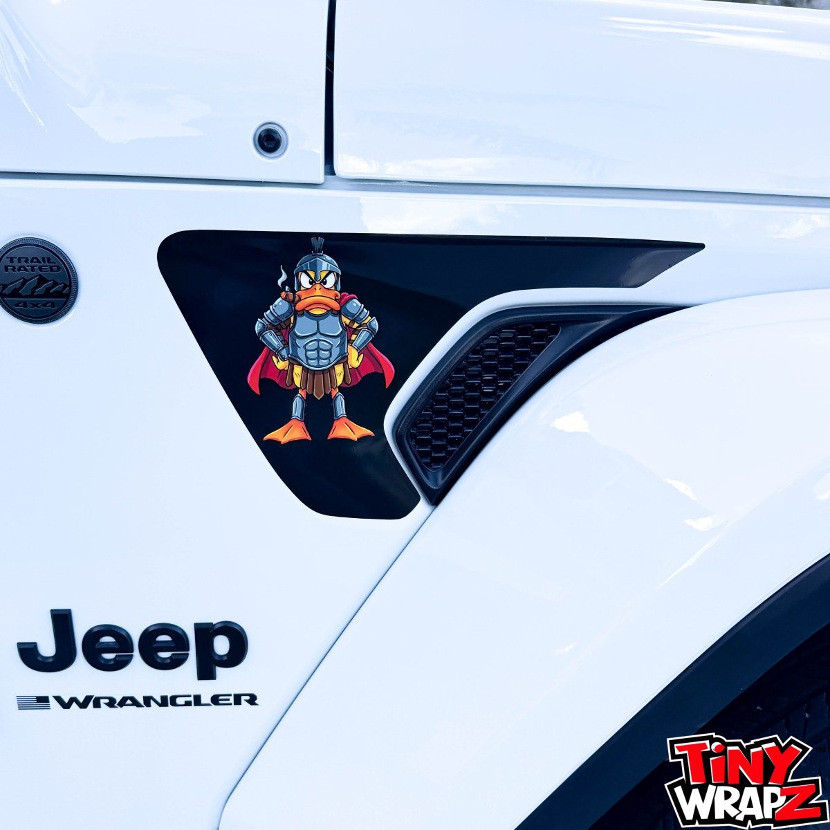 Jeep Fender Vent Decals Pair "Black Gladiator Duck " Fits 2018 - 2026 Wrangler JL & Gladiator - Tiny Wrapz