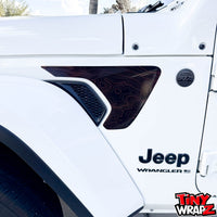 Jeep Fender Vent Decals Pair "Black & Red Topographic" Fits 2018 - 2026 Wrangler JL & Gladiator - Tiny Wrapz