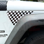 Jeep Fender Vent Decals Pair "Black & White Checkered Flag" Fits 2007-2017 Wrangler JK - Tiny Wrapz
