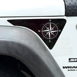 Jeep Fender Vent Decals Pair "Black & White Compass" Fits 2007-2017 Wrangler JK - Tiny Wrapz