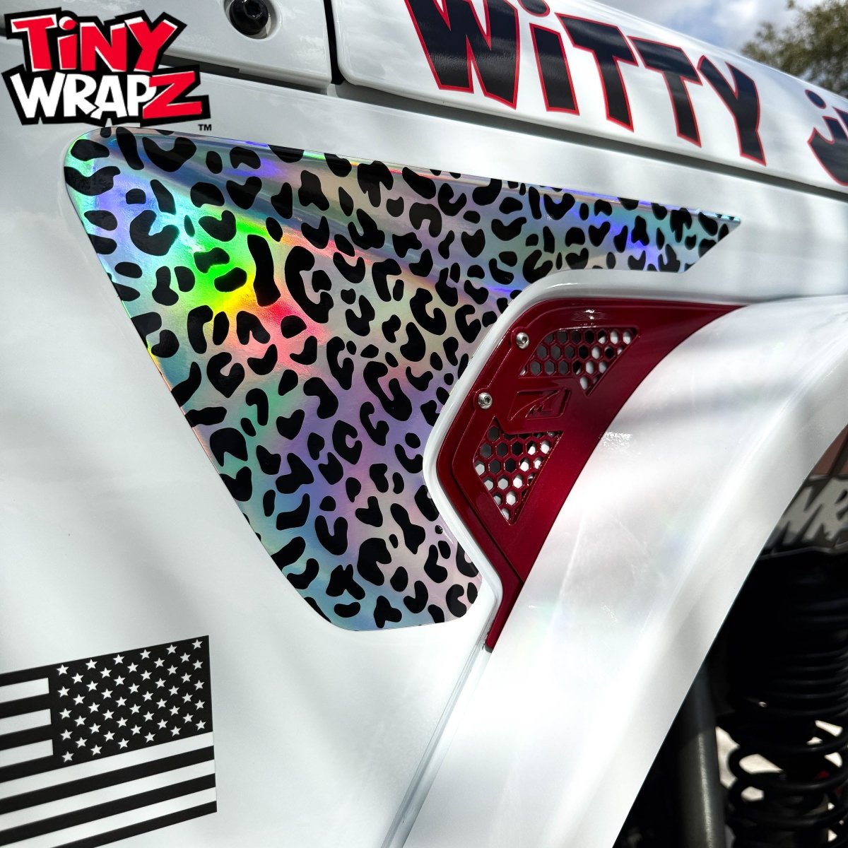 Jeep Fender Vent Decals Pair "Black & White Leopard" Fits 2018 - 2026 Wrangler JL & Gladiator - Tiny Wrapz