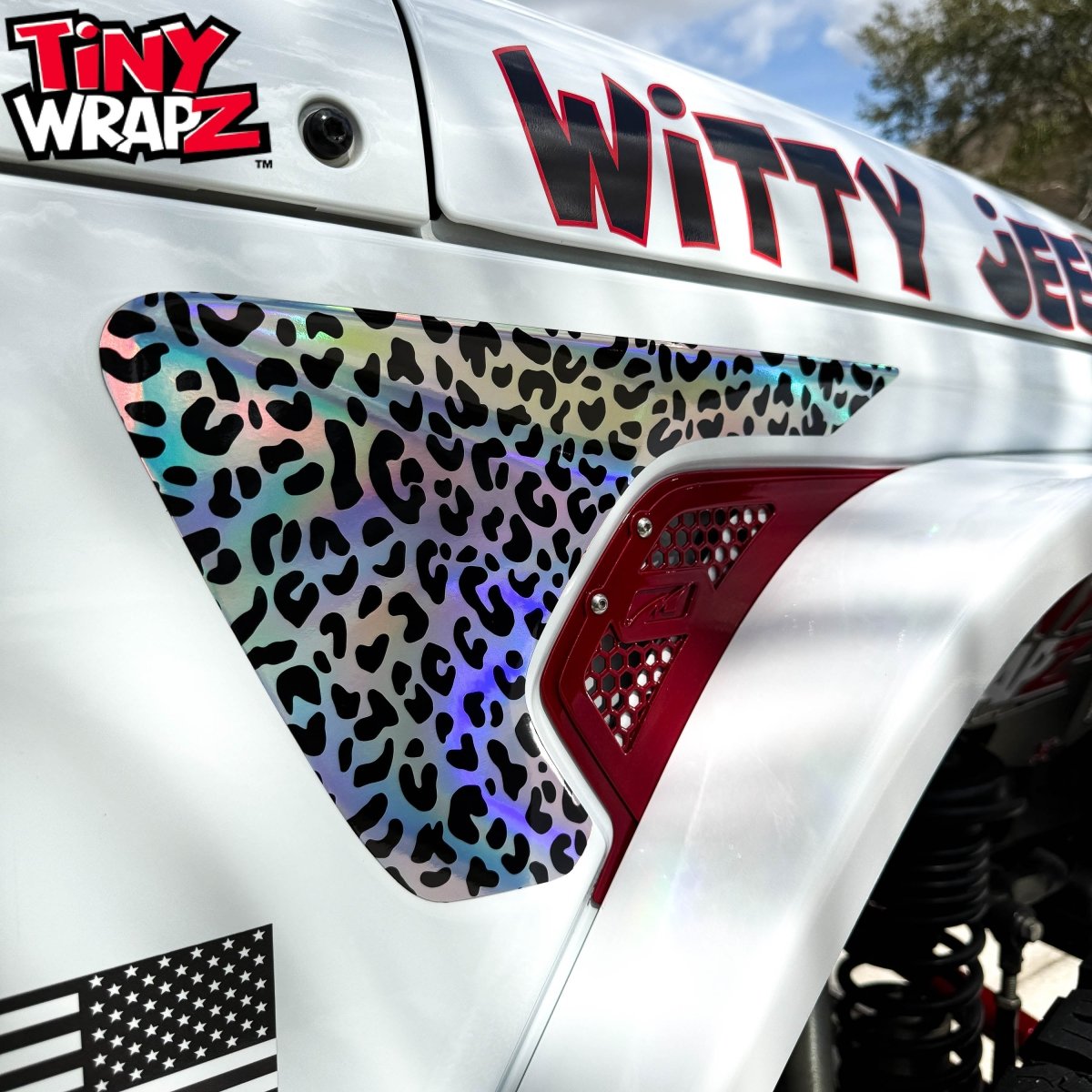 Jeep Fender Vent Decals Pair "Black & White Leopard" Fits 2018 - 2026 Wrangler JL & Gladiator - Tiny Wrapz