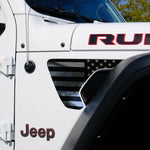 Jeep Fender Vent Decals Pair "Chrome and Black American Flag" Fits 2018 - 2026 Wrangler JL & Gladiator - Tiny Wrapz