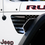 Jeep Fender Vent Decals Pair "Chrome and Black American Flag" Fits 2018 - 2026 Wrangler JL & Gladiator - Tiny Wrapz