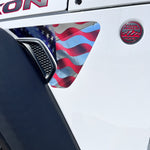 Jeep Fender Vent Decals Pair "Chrome Waving American Flag" Fits 2018 - 2026 Wrangler JL & Gladiator - Tiny Wrapz