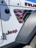 Jeep Fender Vent Decals Pair "Chrome Waving American Flag" Fits 2018 - 2026 Wrangler JL & Gladiator - Tiny Wrapz