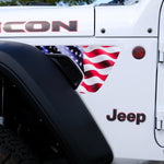 Jeep Fender Vent Decals Pair "Chrome Waving American Flag" Fits 2018 - 2026 Wrangler JL & Gladiator - Tiny Wrapz