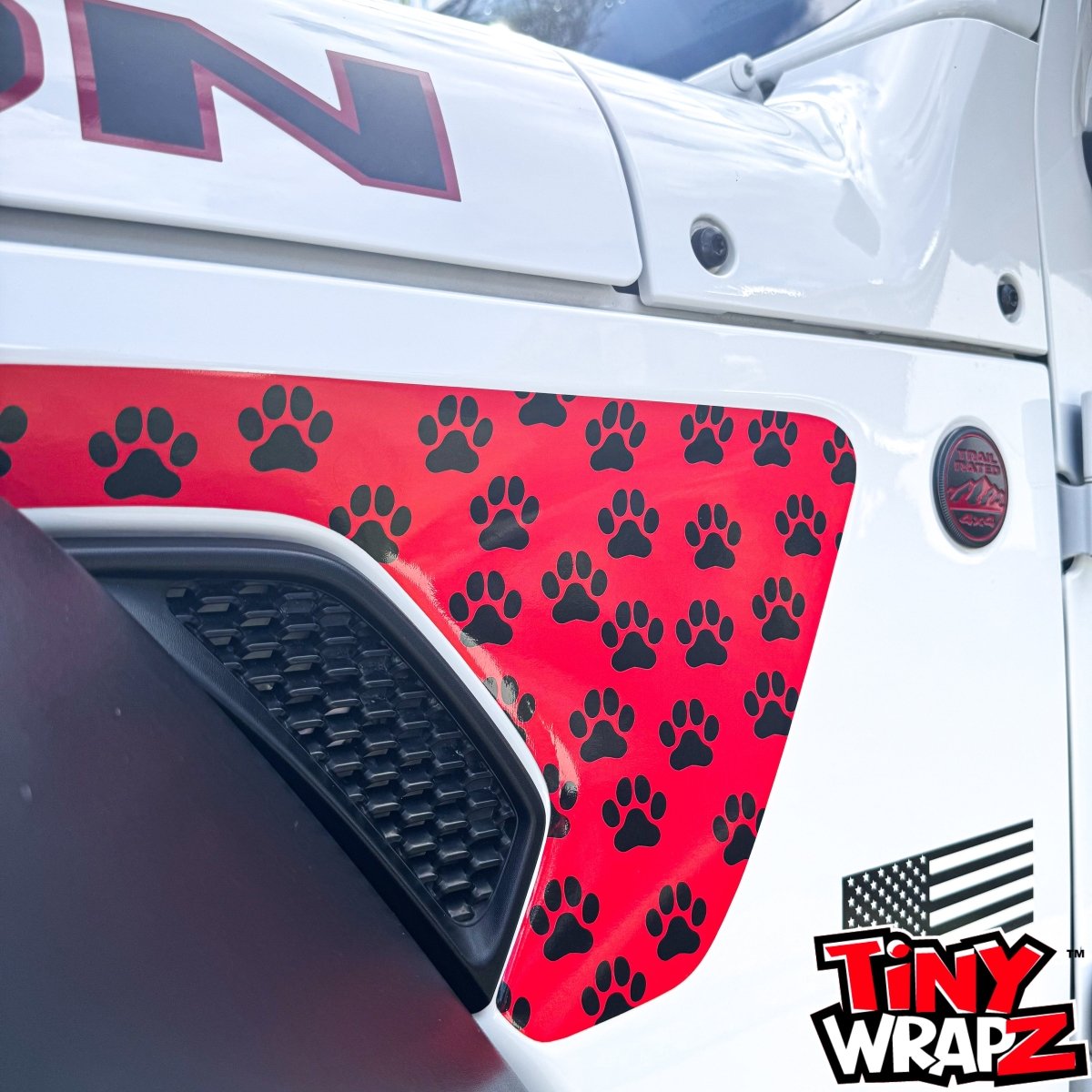 Jeep Fender Vent Decals Pair "Dog Paws" Fits 2018 - 2026 Wrangler JL & Gladiator - Tiny Wrapz