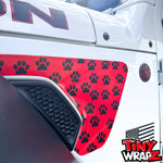 Jeep Fender Vent Decals Pair "Dog Paws" Fits 2018 - 2026 Wrangler JL & Gladiator - Tiny Wrapz