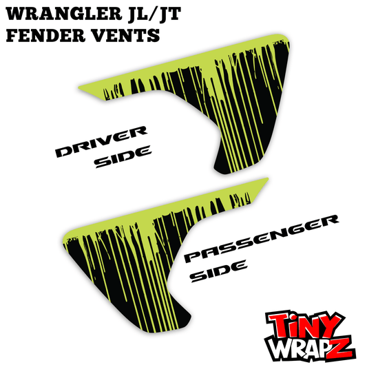 Jeep Fender Vent Decals Pair "Dripping Green" Fits 2018-2026 Wrangler JL & Gladiator - Tiny Wrapz