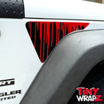 Jeep Fender Vent Decals Pair "Dripping Red" Fits 2007-2017 Wrangler JK - Tiny Wrapz