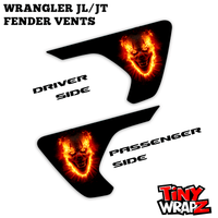 Jeep Fender Vent Decals Pair "Flaming Clown" Fits 2018-2027 Wrangler JL & Gladiator - Tiny Wrapz