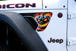 Jeep Fender Vent Decals Pair "Flaming Jack-O-Lantern" Fits 2018-2026 Wrangler JL & Gladiator - Tiny Wrapz