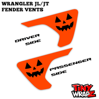 Jeep Fender Vent Decals Pair "Jack-O-Lantern" Fits 2018-2027 Wrangler JL & Gladiator - Tiny Wrapz