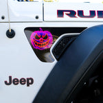Jeep Fender Vent Decals Pair "Neon Jack - O - Lantern" Fits 2018 - 2026 Wrangler JL & Gladiator - Tiny Wrapz