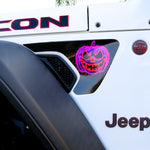 Jeep Fender Vent Decals Pair "Neon Jack - O - Lantern" Fits 2018 - 2026 Wrangler JL & Gladiator - Tiny Wrapz