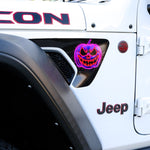 Jeep Fender Vent Decals Pair "Neon Jack - O - Lantern" Fits 2018 - 2026 Wrangler JL & Gladiator - Tiny Wrapz