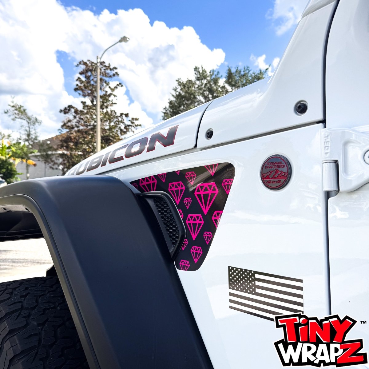 Jeep Fender Vent Decals Pair "Pink Diamonds" Fits 2018-2026 Wrangler JL & Gladiator - Tiny Wrapz