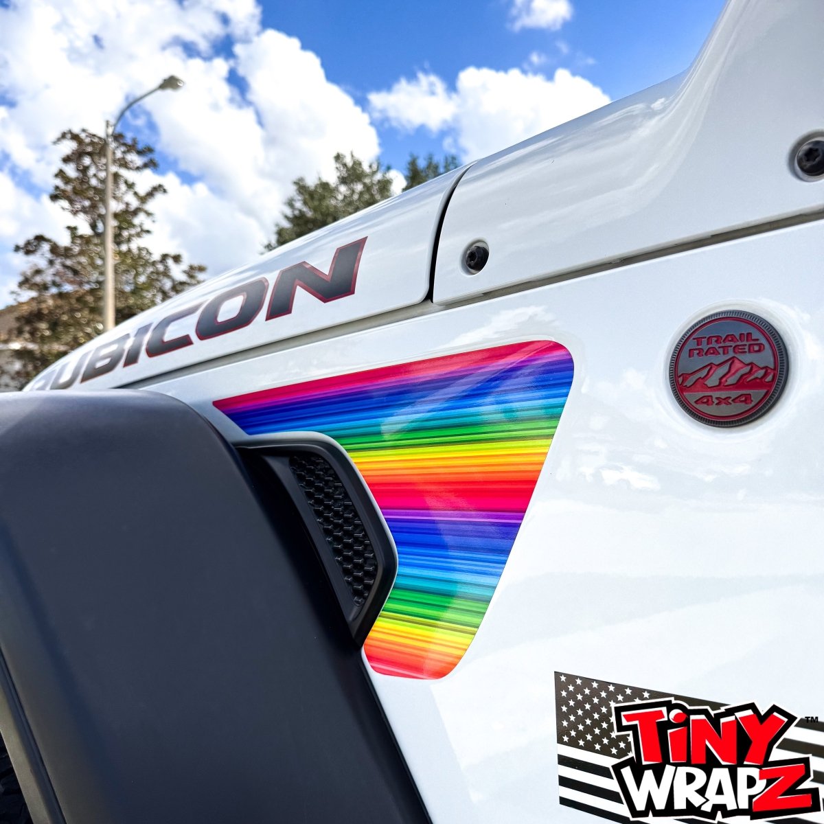 Jeep Fender Vent Decals Pair "Rainbow" Fits 2018-2026 Wrangler JL & Gladiator - Tiny Wrapz