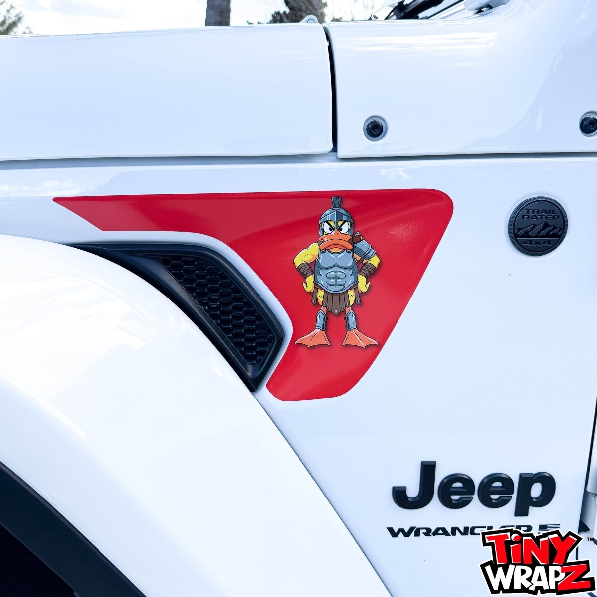 Jeep Fender Vent Decals Pair "Red Gladiator Duck " Fits 2018 - 2026 Wrangler JL & Gladiator - Tiny Wrapz