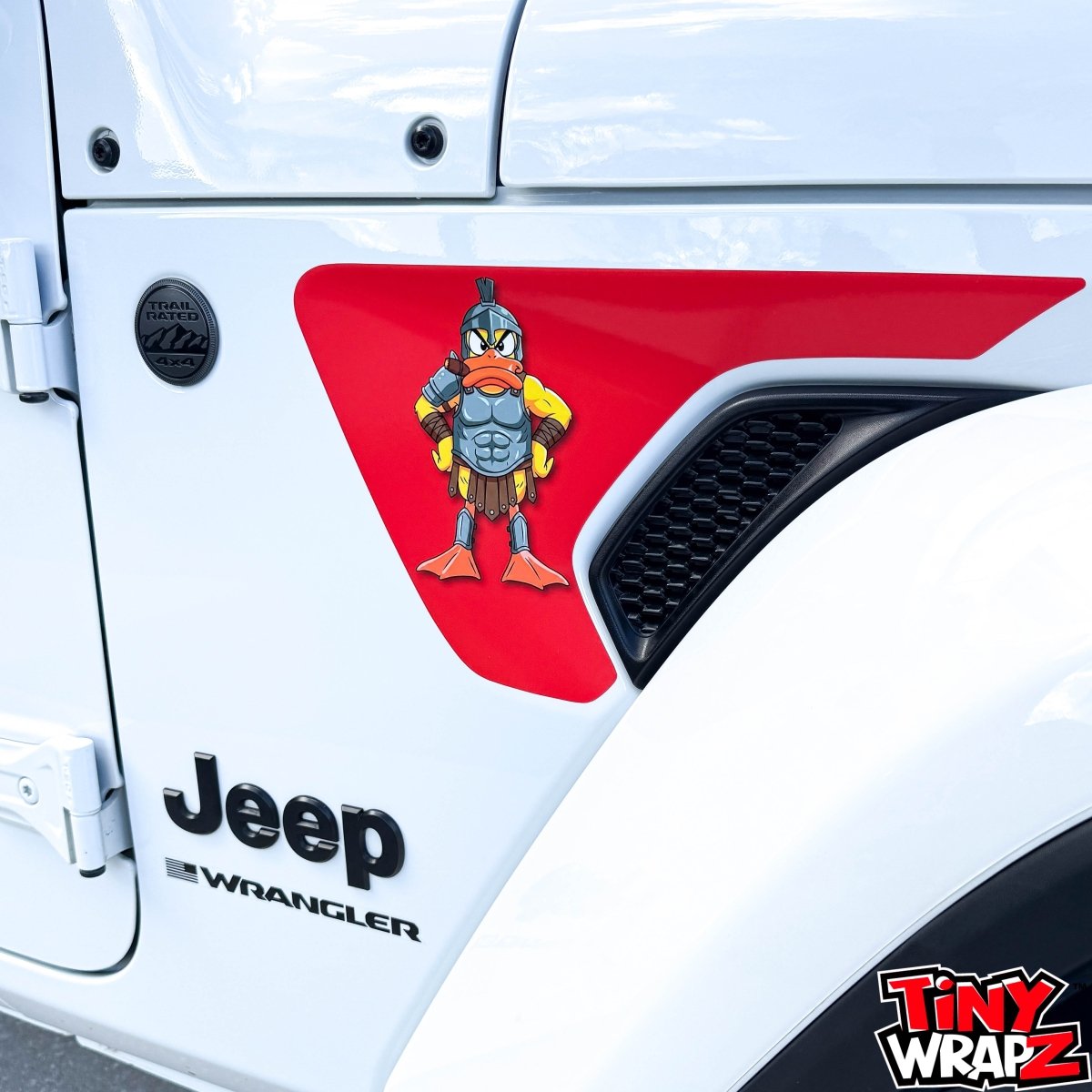 Jeep Fender Vent Decals Pair "Red Gladiator Duck " Fits 2018 - 2026 Wrangler JL & Gladiator - Tiny Wrapz