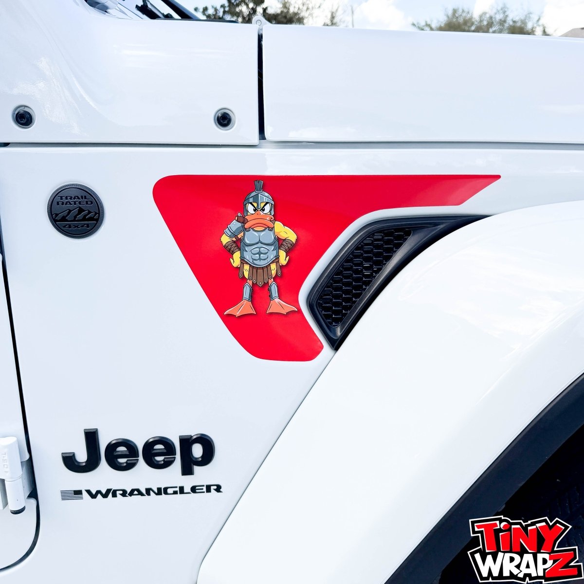 Jeep Fender Vent Decals Pair "Red Gladiator Duck " Fits 2018 - 2026 Wrangler JL & Gladiator - Tiny Wrapz