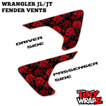 Jeep Fender Vent Decals Pair "Roses" Fits 2018-2027 Wrangler JL & Gladiator - Tiny Wrapz