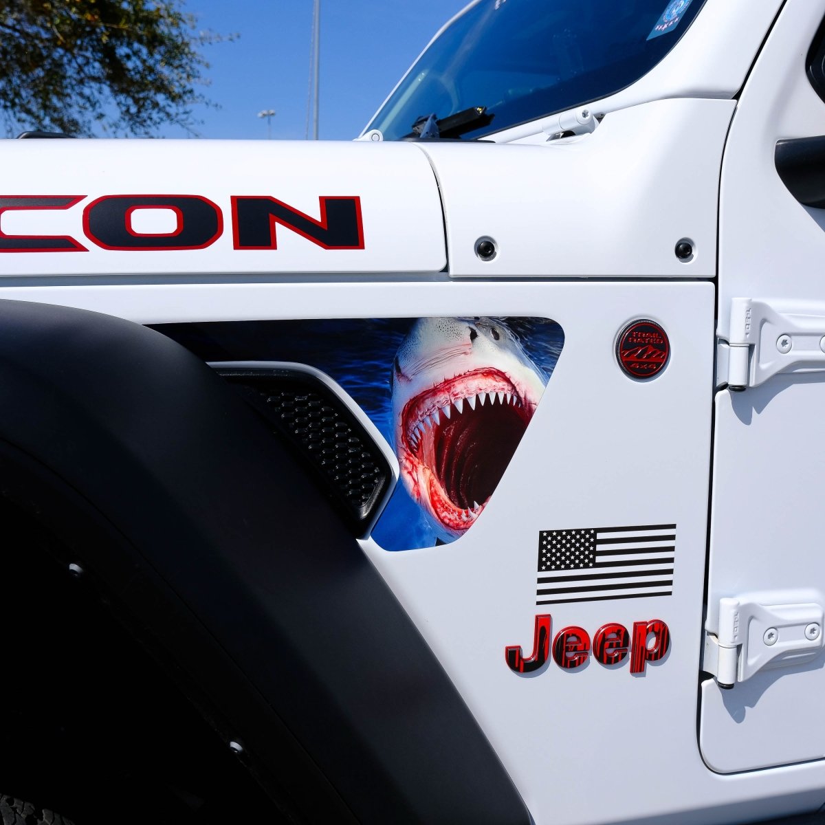Jeep Fender Vent Decals Pair "Shark" Fits 2018 - 2026 Wrangler JL & Gladiator - Tiny Wrapz
