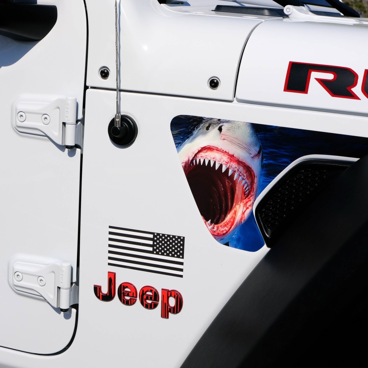 Jeep Fender Vent Decals Pair "Shark" Fits 2018 - 2026 Wrangler JL & Gladiator - Tiny Wrapz