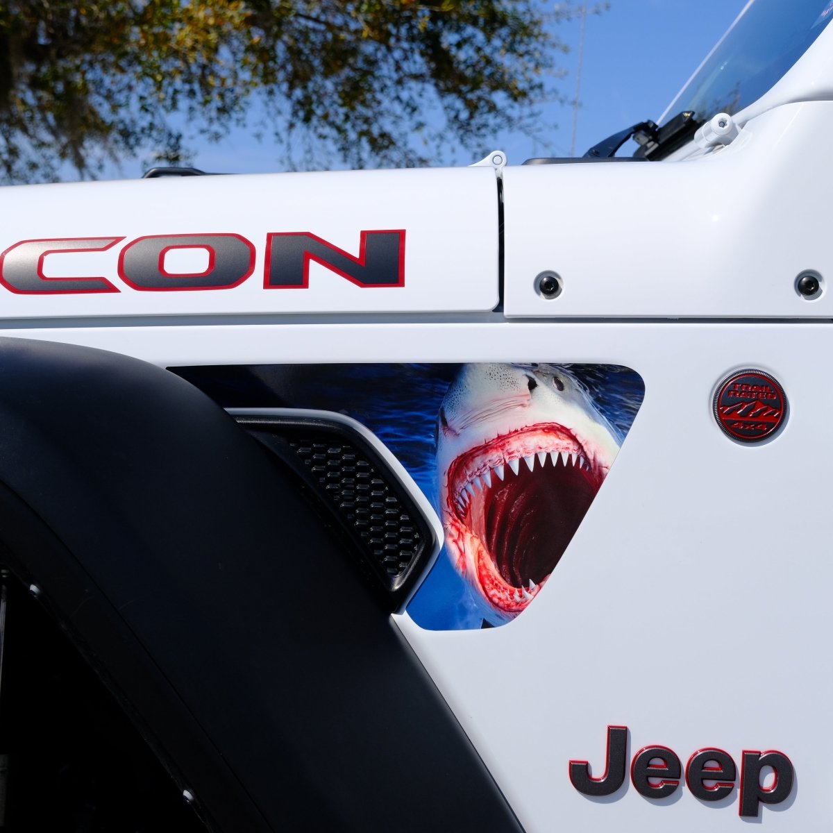 Jeep Fender Vent Decals Pair "Shark" Fits 2018-2026 Wrangler JL & Gladiator - Tiny Wrapz