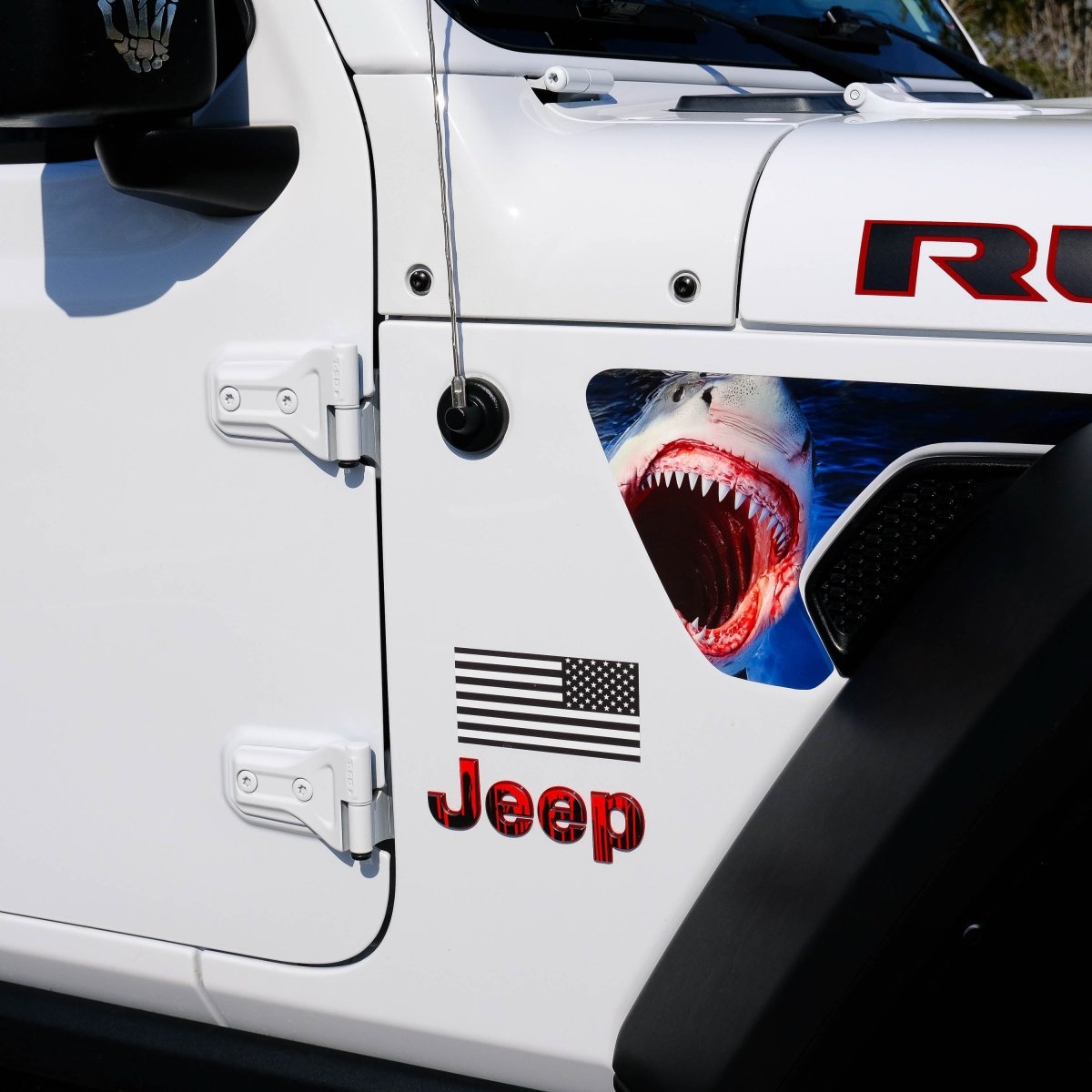 Jeep Fender Vent Decals Pair "Shark" Fits 2018 - 2026 Wrangler JL & Gladiator - Tiny Wrapz