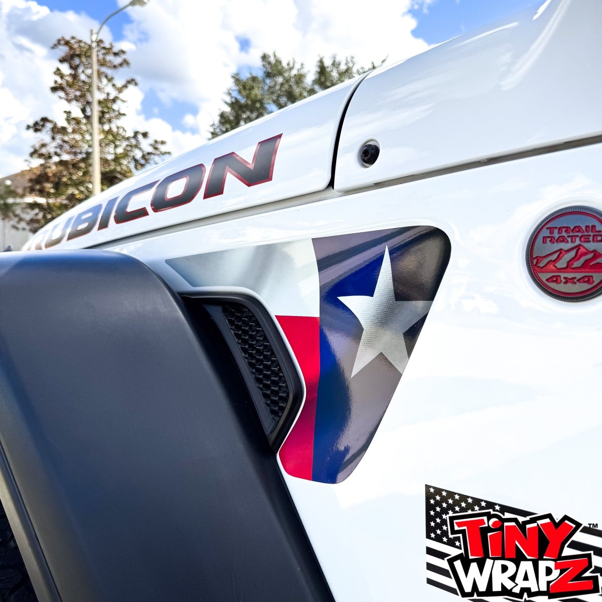 Jeep Fender Vent Decals Pair "Texas Flag" Fits 2018-2026 Wrangler JL & Gladiator - Tiny Wrapz