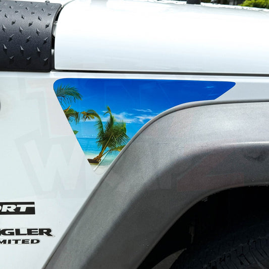 Jeep Fender Vent Decals Pair "The Beach" Fits 2007-2017 Wrangler JK - Tiny Wrapz
