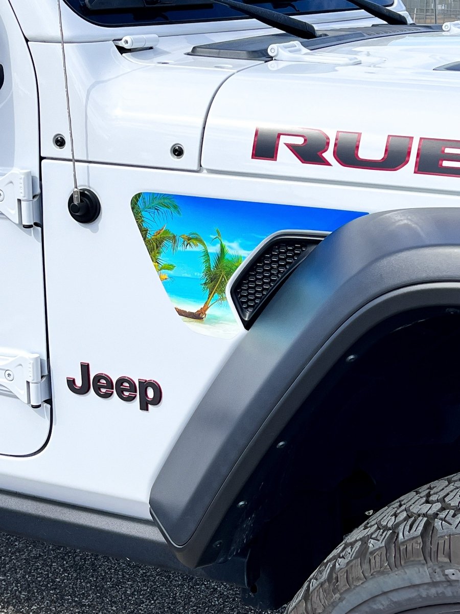 Jeep Fender Vent Decals Pair "The Beach" Fits 2018 - 2026 Wrangler JL & Gladiator - Tiny Wrapz