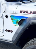 Jeep Fender Vent Decals Pair "The Beach" Fits 2018 - 2026 Wrangler JL & Gladiator - Tiny Wrapz