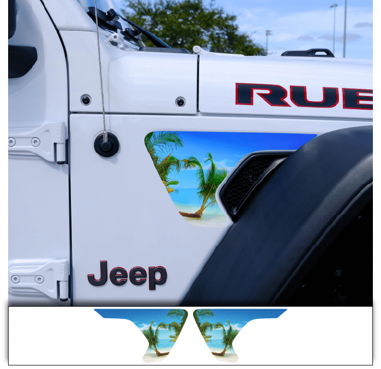 Jeep Fender Vent Decals Pair "The Beach" Fits 2018 - 2026 Wrangler JL & Gladiator - Tiny Wrapz
