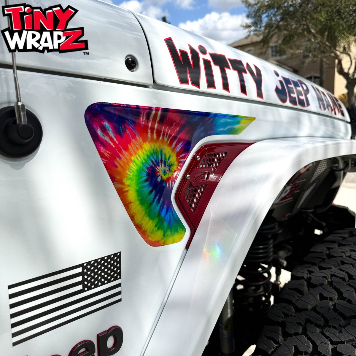 Jeep Fender Vent Decals Pair "Tie Dye" Fits 2018-2026 Wrangler JL & Gladiator - Tiny Wrapz
