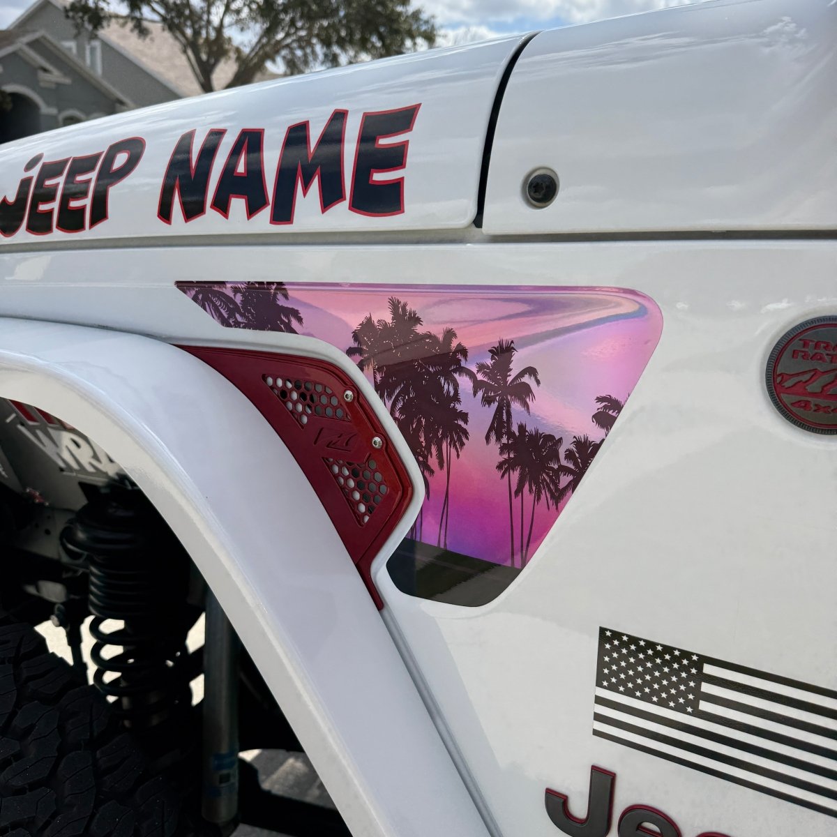 Jeep Fender Vent Holographic "Pink Sunset" Decals Fits 2018-2026 Wrangler JL & Gladiator - Tiny Wrapz