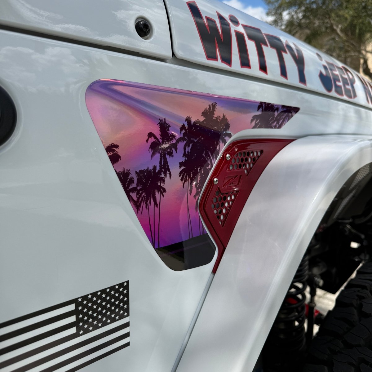 Jeep Fender Vent Holographic "Pink Sunset" Decals Fits 2018-2026 Wrangler JL & Gladiator - Tiny Wrapz